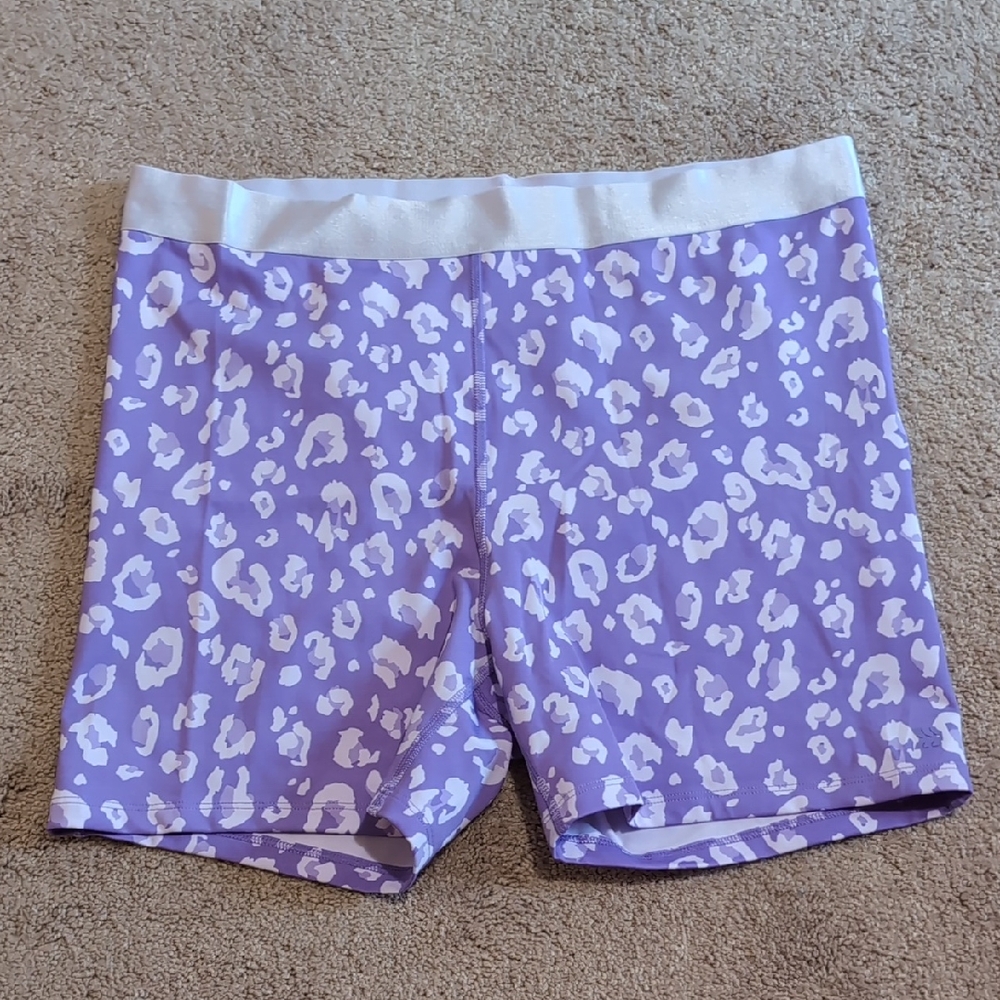 All in Motion Lavender and White Leopard Bike Shorts